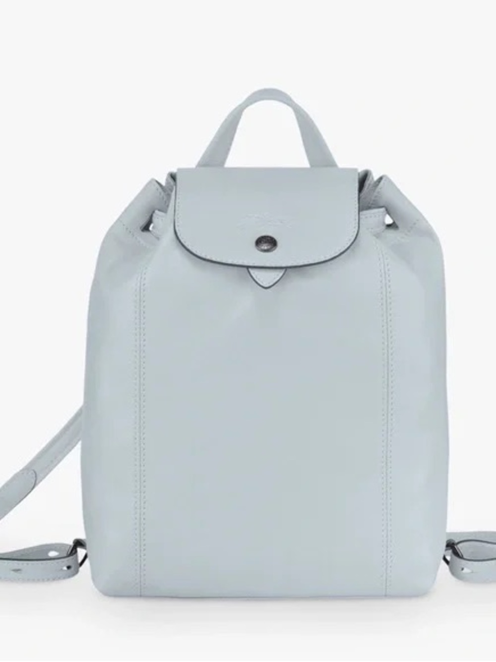 NWOT Longchamp Le Pliage Cuir Light Blue Gray Leather Backpack